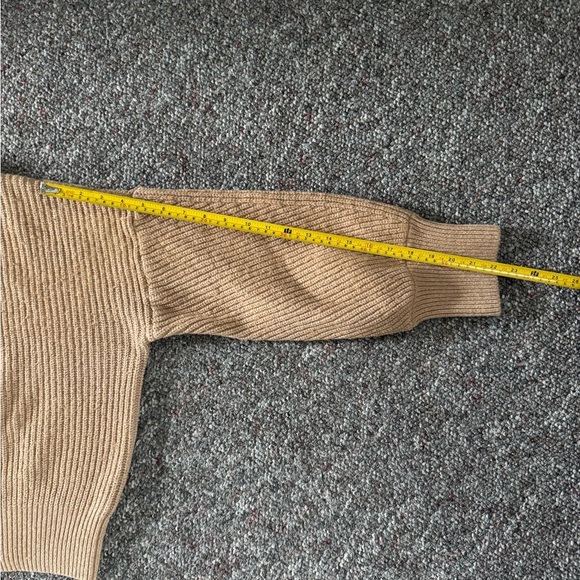 Madewell Tan Ribbed Crew Neck Cotton Wool Blend Baggy Sweater - Picture 5 of 9